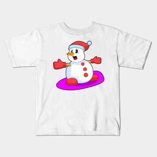 Snowman Snowboard Winter sports Kids T-Shirt